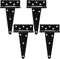 Vista 15 de Bisagras de puerta de cobertizo de 10 pulgadas con correa en T resistentes, bisagras de correa en T negras, bisagra en T forjada para cercas