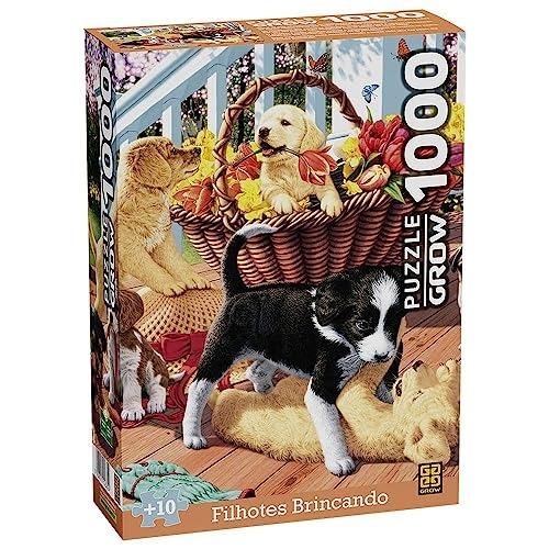 Quebra-cabeça 1000 peças Filhotes Brincando - Grow Quebra-cabeça 1000 peças Filhotes Brincando - Grow
