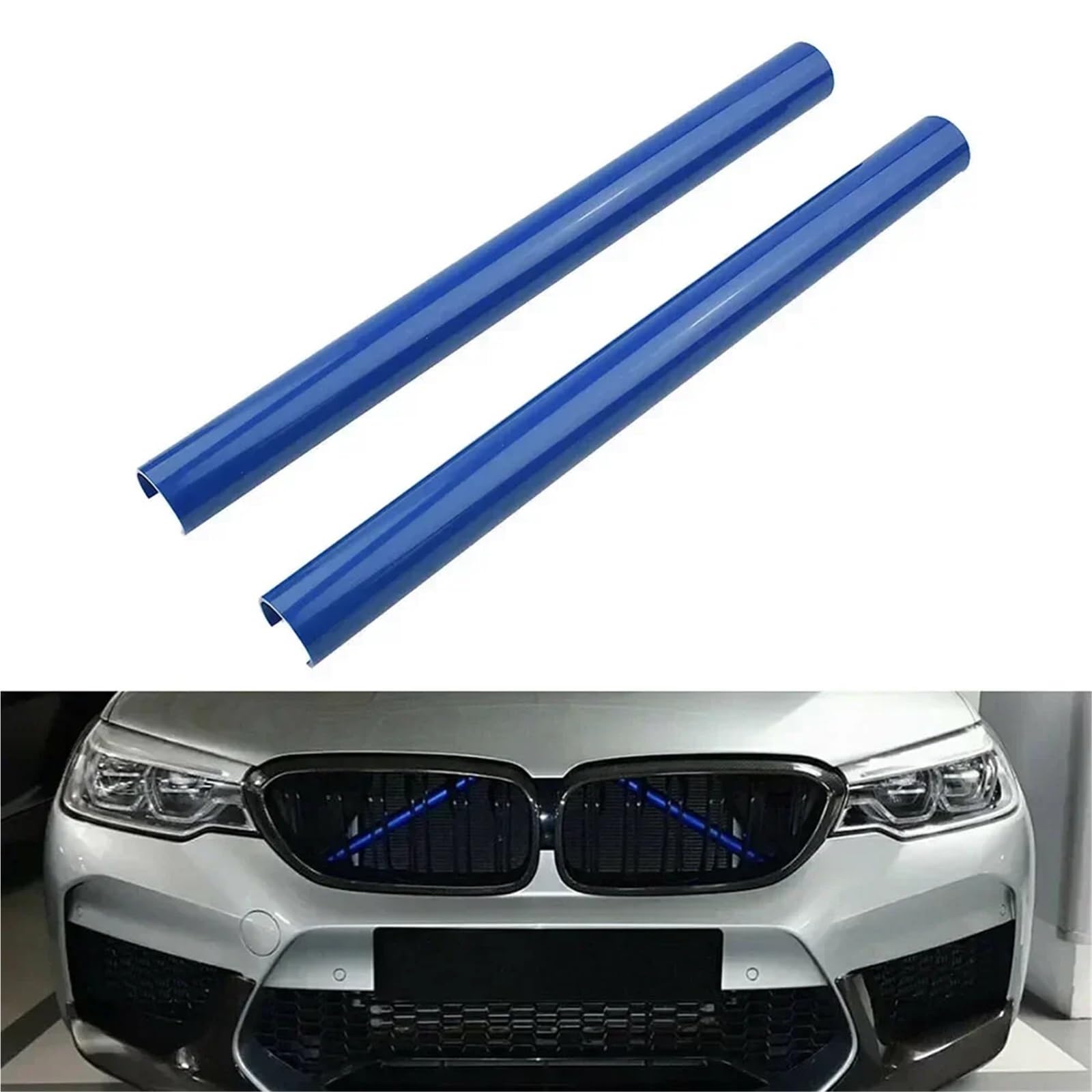 [Replacement] 2 sztuk 33cm ABS wsparcie Grill Bar V Brace Wrap dla BMW F30 F31 F32 F33 F34 F35 niebieskie akcesoria do pojazdów YBFFBH
