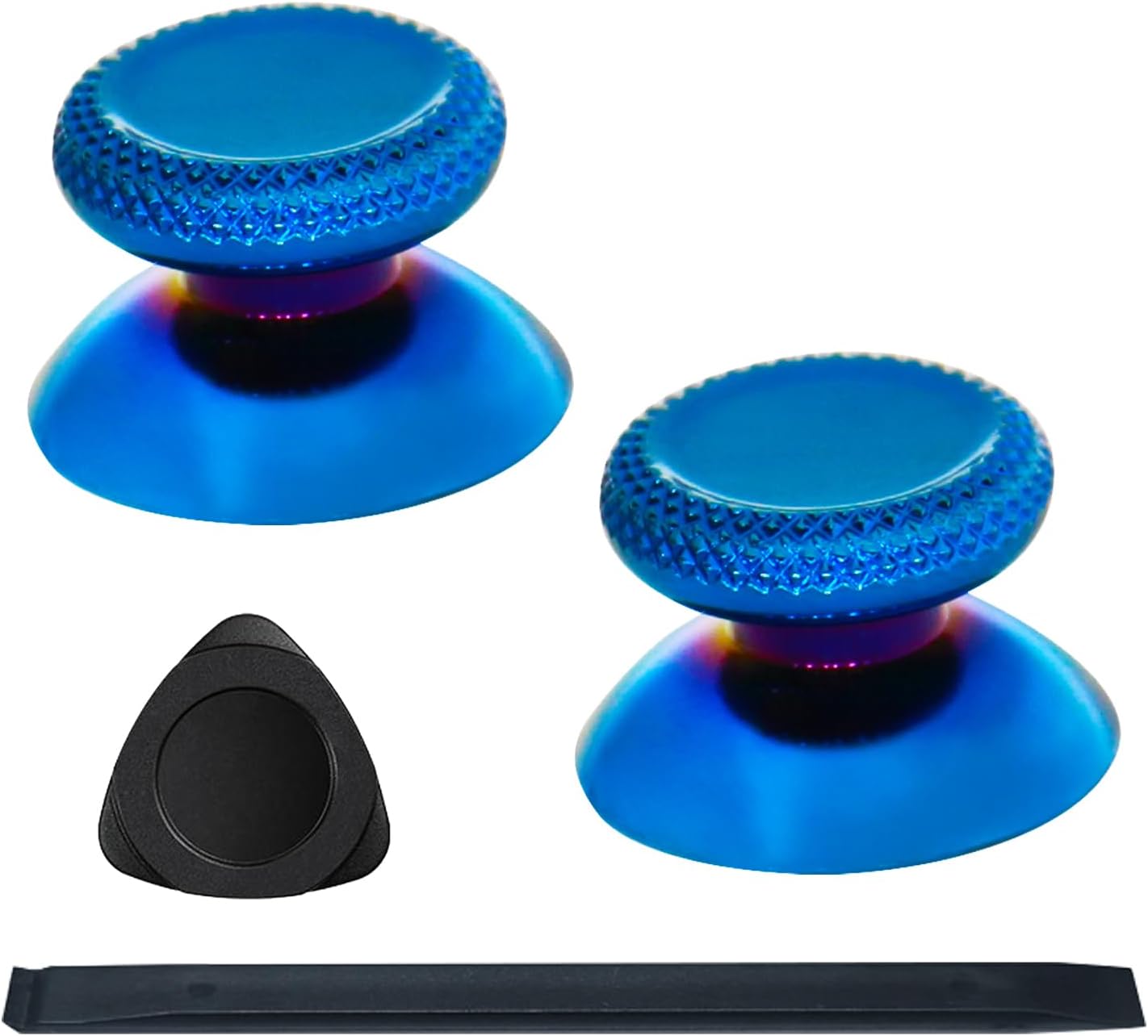 2PCS Metal Thumbsticks Replacement Compatible for Meta Quest3,Oculus Quest2,Quest Pro Left and Right Controllers,VR Accessories Replacement Part Thumb Grip Cap Cover (Blue)