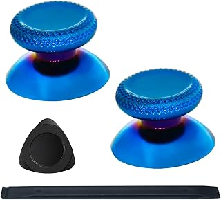 2PCS Metal Thumbsticks Replacement Compatible for Meta Quest3,Oculus Quest2,Quest Pro Left and Right Controllers,VR Accessories Replacement Part Thumb Grip Cap Cover (Blue)