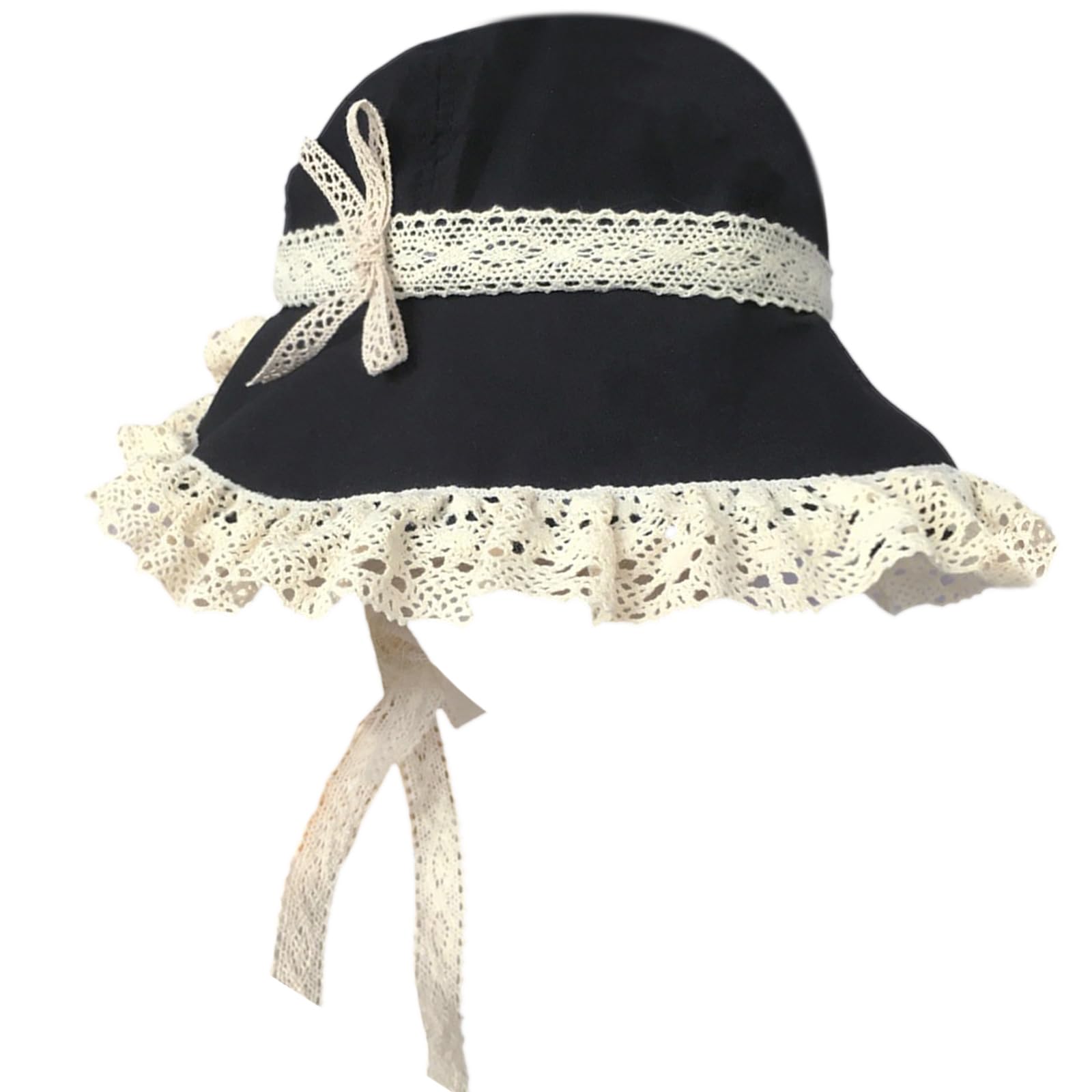 Yugshnkfc Unisex Black Elegant Millinery Victorian Bonnets Gasket Hat For Makeup Party Lace Ribbon Bonnets Lace Bonnet Adult