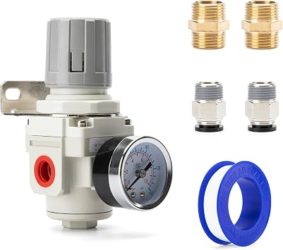3/8" NPT Air Pressure Regulator | Air Regulator for Compressor|Air Compressor Regulator |Air Drying System |150 psi Steel-Protected Gauge