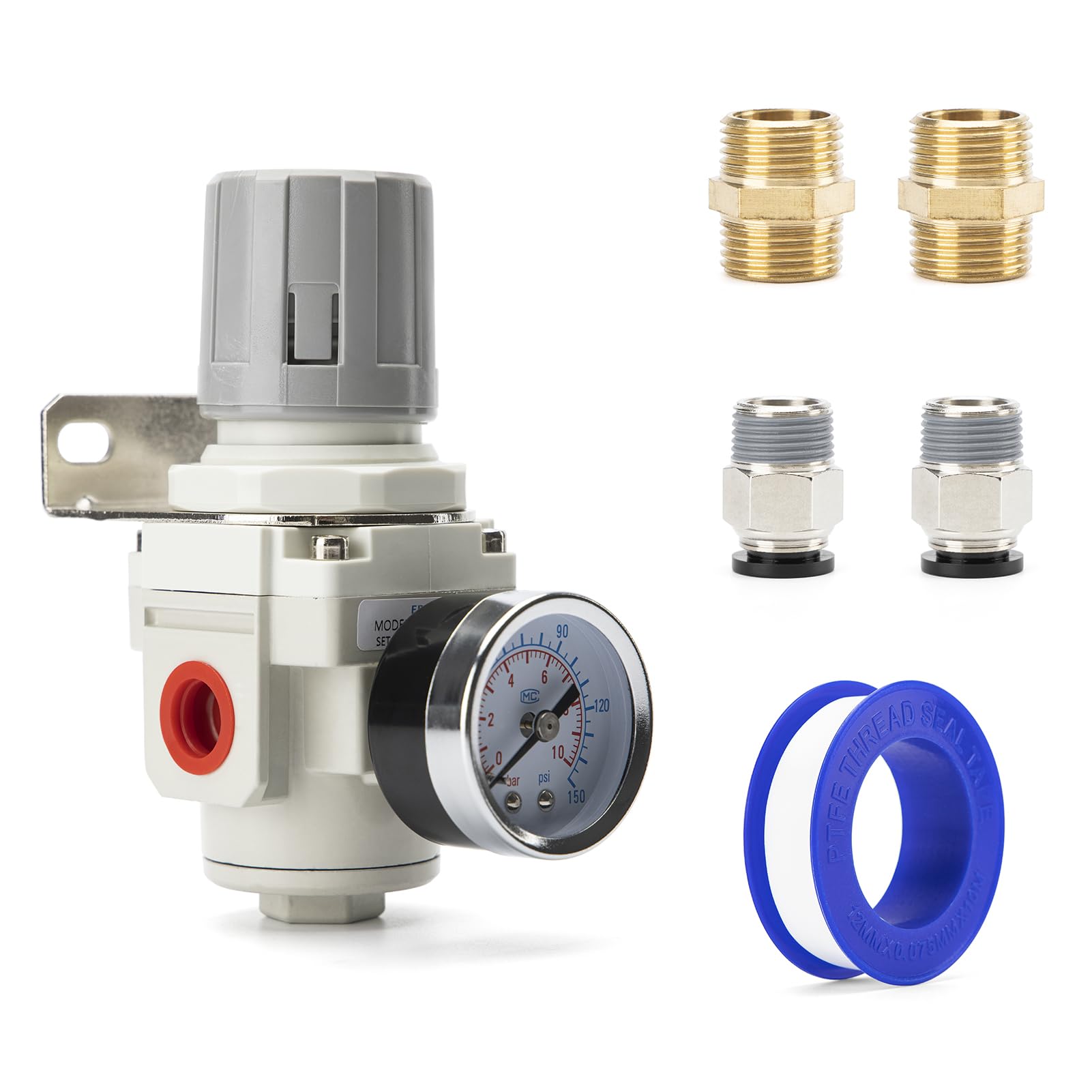 EBEIZZI 3/8" NPT Air Pressure Regulator | Air Regulator for Compressor|Air Compressor Regulator |Air Drying System |150 psi Steel-Protected Gauge