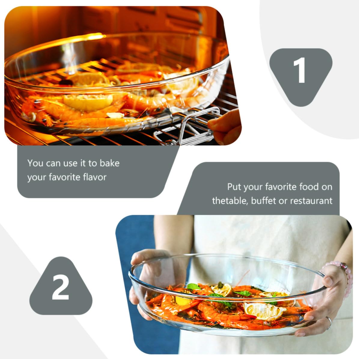 Toyvian Fuente para Hornear Plato Ovalado de Vidrio Blanco, Transparente, Apto para Microondas y Refrigerador, para Servir Frutas y Ensaladas