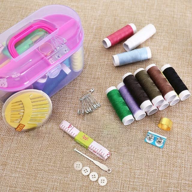 Double Layer Small & Portable Travel Sewing Kits Box with Color Needle