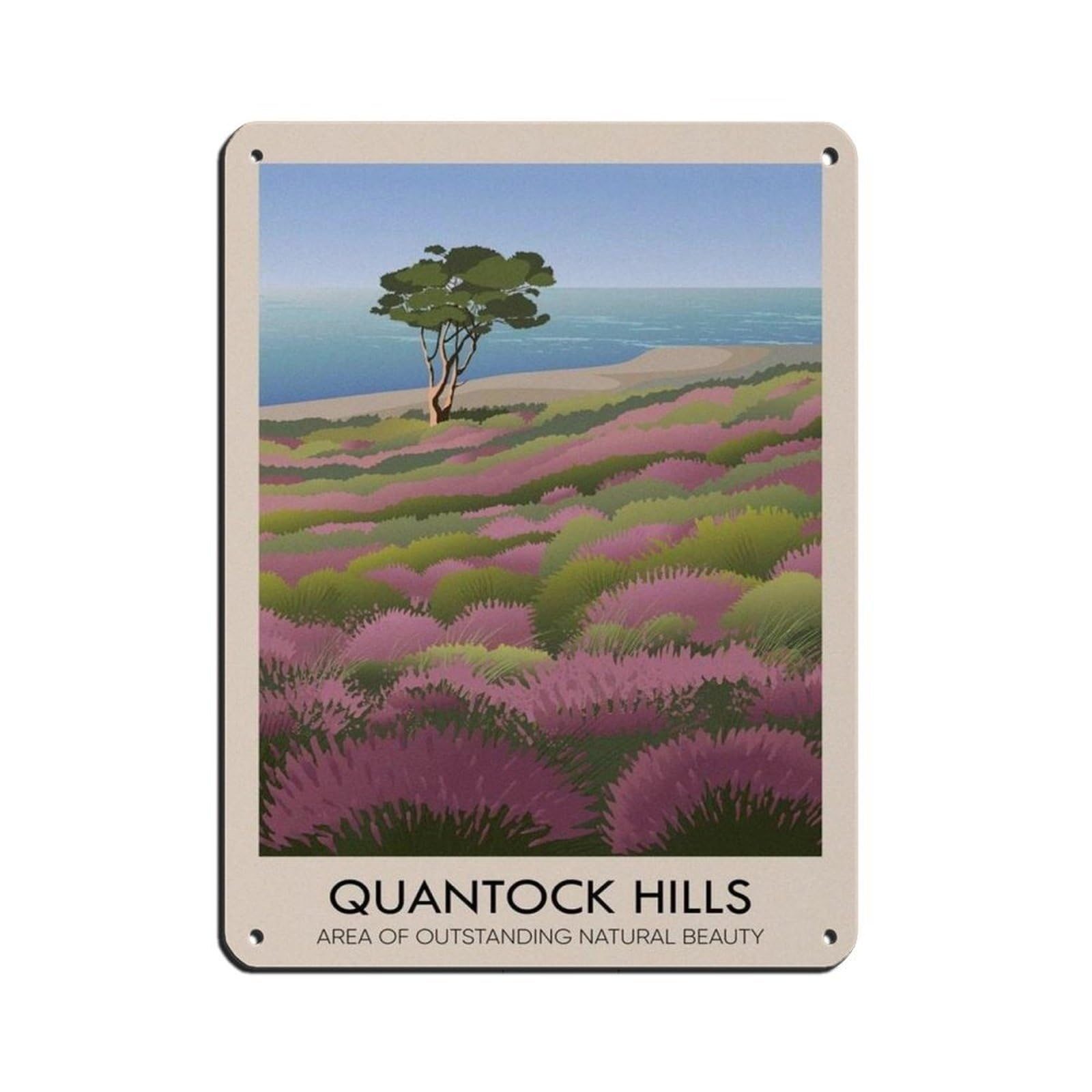 Lxwnze 30L X 40W Cm Quantock Hills Aonb Travel Poster Tin Sign Vintage Metal Pub Club Cafe Bar Home Wall Art Decoration Poster Retro 12X16inch(30X40cm)
