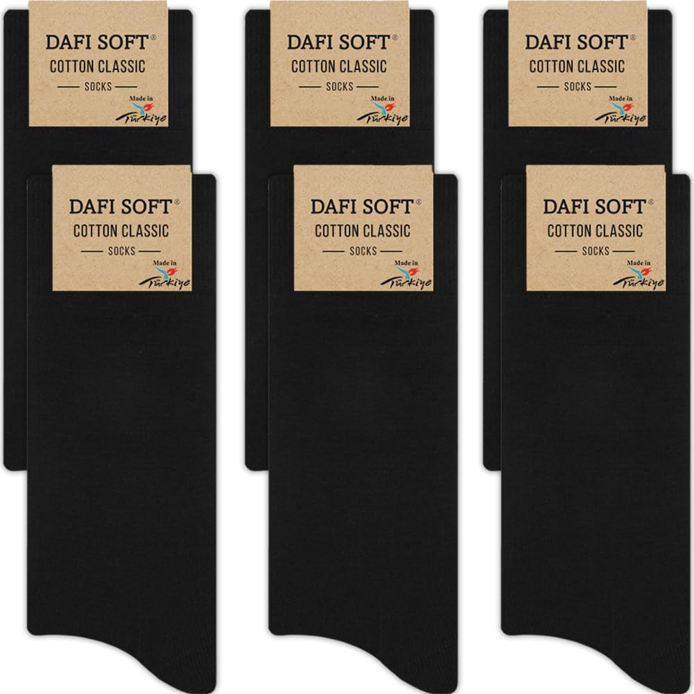 6 Pairs Men's Cotton Socks, Comfortable, Made in Turkey