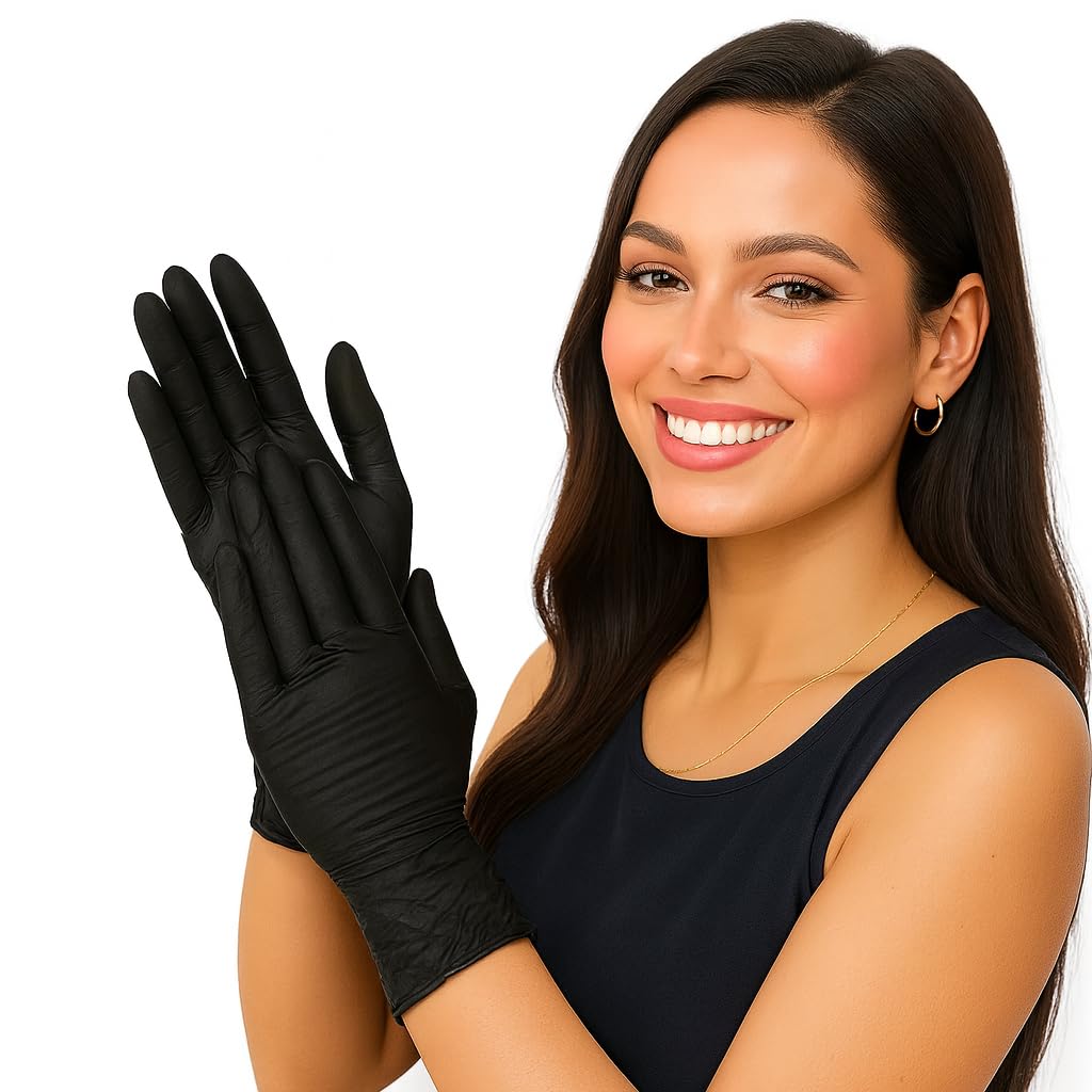 adbeni Nitrile Gloves | Food Handling | Disposable | Powder Free | Premium | Medical Examination, Kitchen, Cleaning, Cooking, Salon, Spa, Gardening, Travel, Grooming | Soft & Comfortable | Pack of 25