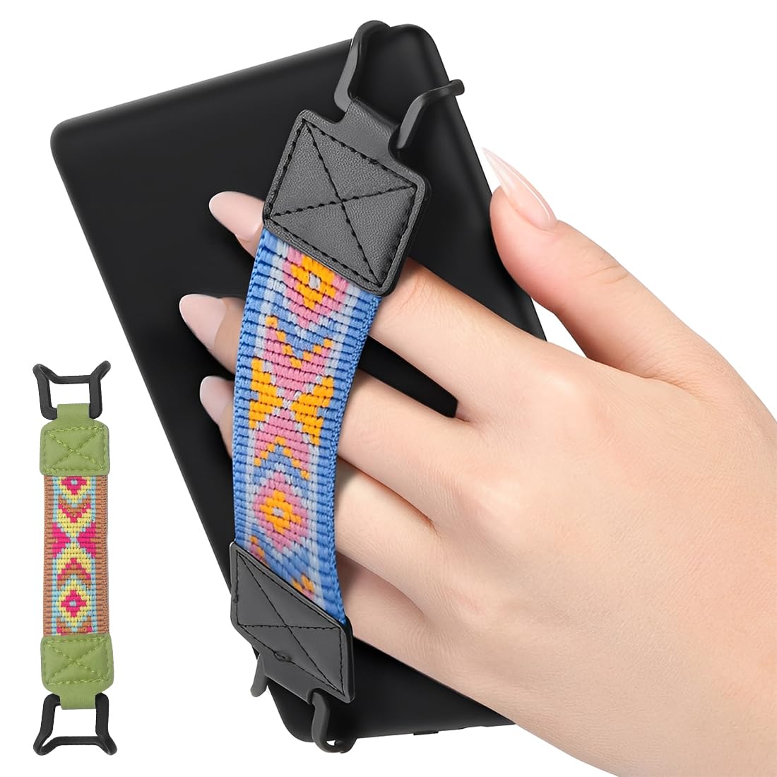 Accessori Kindle 2 pezzi cinghie da mano leggere per dita per e-book tablet nero verde