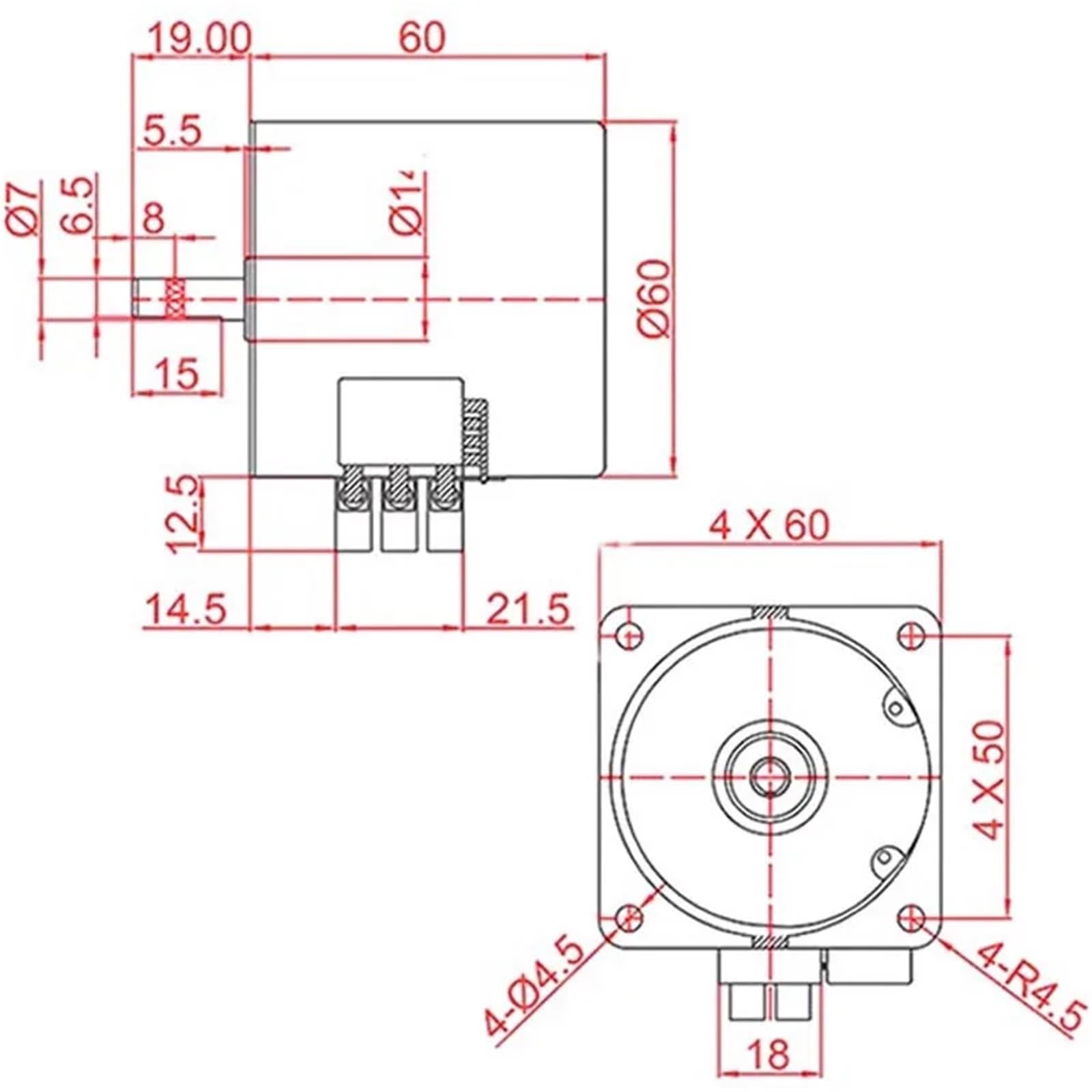 60KTYZ 220V AC Getriebemotor Untersetzung Reversible Drehung Drehtisch
