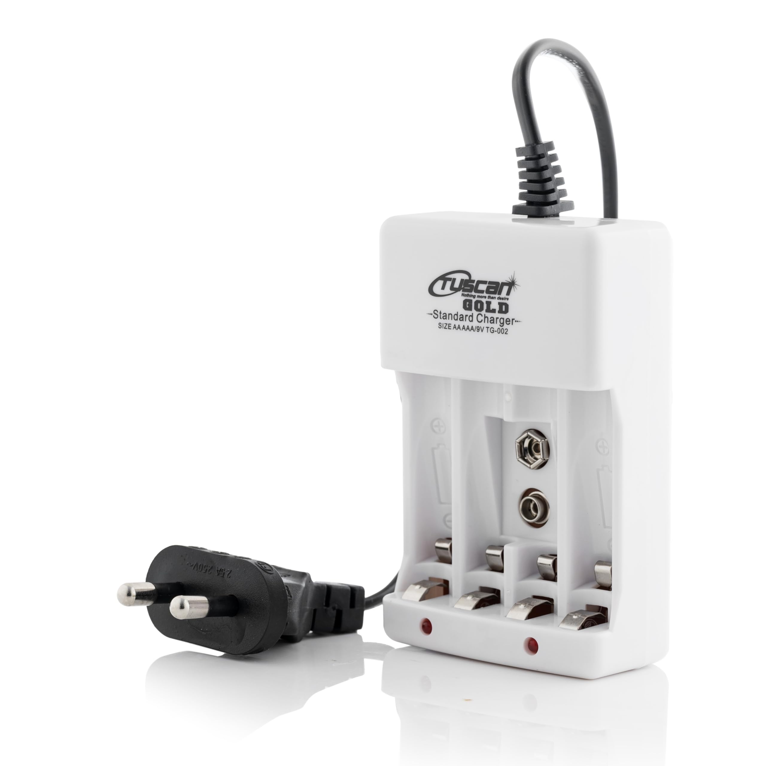 tuscan TG002 Corded Battery Charger for AA/AAA/9V Ni-MH & Ni-CD Rechargeable Batteries (White) | AC Power Adapter Charging Station | Charges 4AA or 4AAA or 1 * 9V Battery Used in Toys or Cameras-picture-22