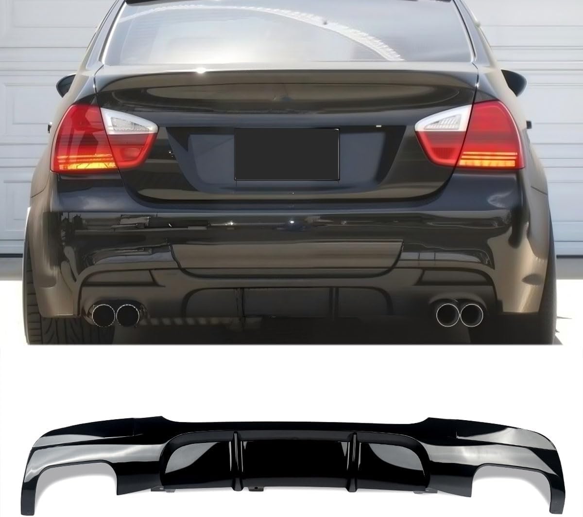 Gloss Black Rear Diffuser Lip Compatible with 2005-2012 BMW 3 Series E90 E91 M Sport Style Car ABS Rear Lower Bumper Lip Diffuser