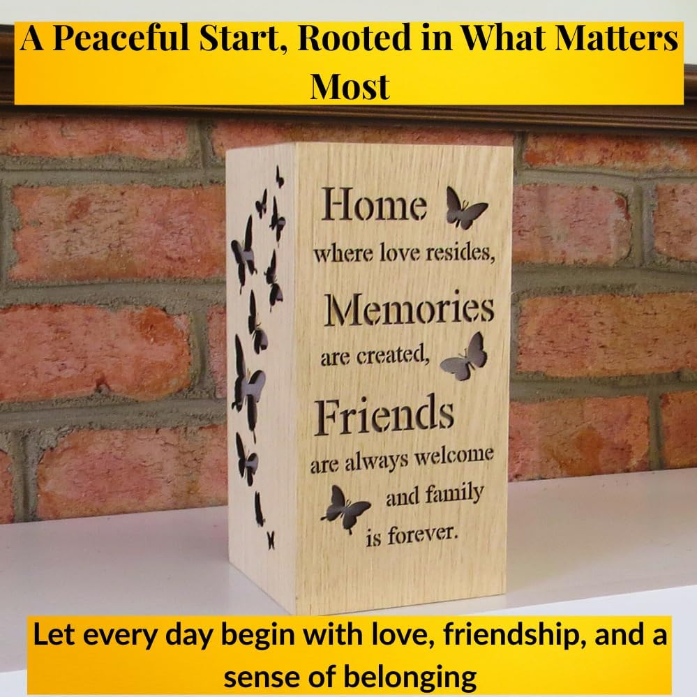 Miniatura 6 de Letrero decorativo de mariposa Regalo para amigos de la familia para el hogar, Cita de madera inspiradora para repisa, entrada o mesa de cocina