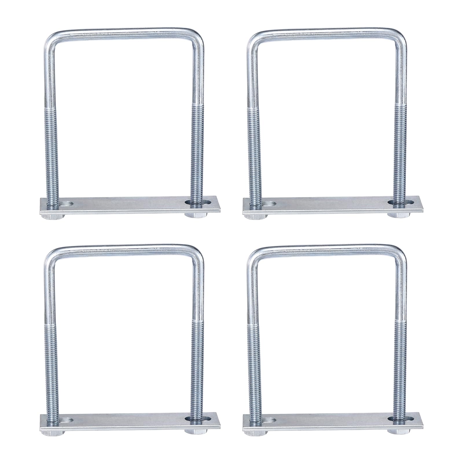 sourcing map 4Pcs Leaf Spring Clamp Kit M8 Square U-Bolts Clamp Fits Leaf Springs Up to 3.3" Wide Locks Leaf Springs with Screws for Better Control of Axle Torque Trailer Truck Boat 4-3/4" l