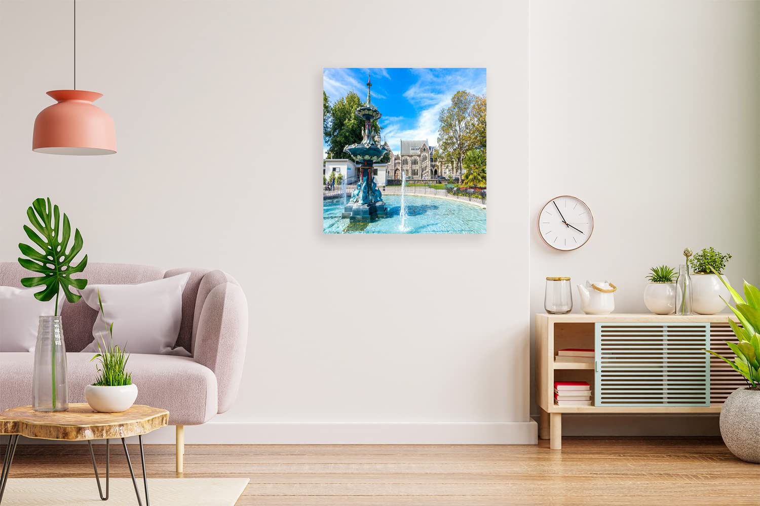 VERRE ART Wood Framed Canvas - Wall Decor for Living Room, Bedroom, Office, Hotels, Drawing Room (14in X14in) - Botanic Gardens In Christchurch