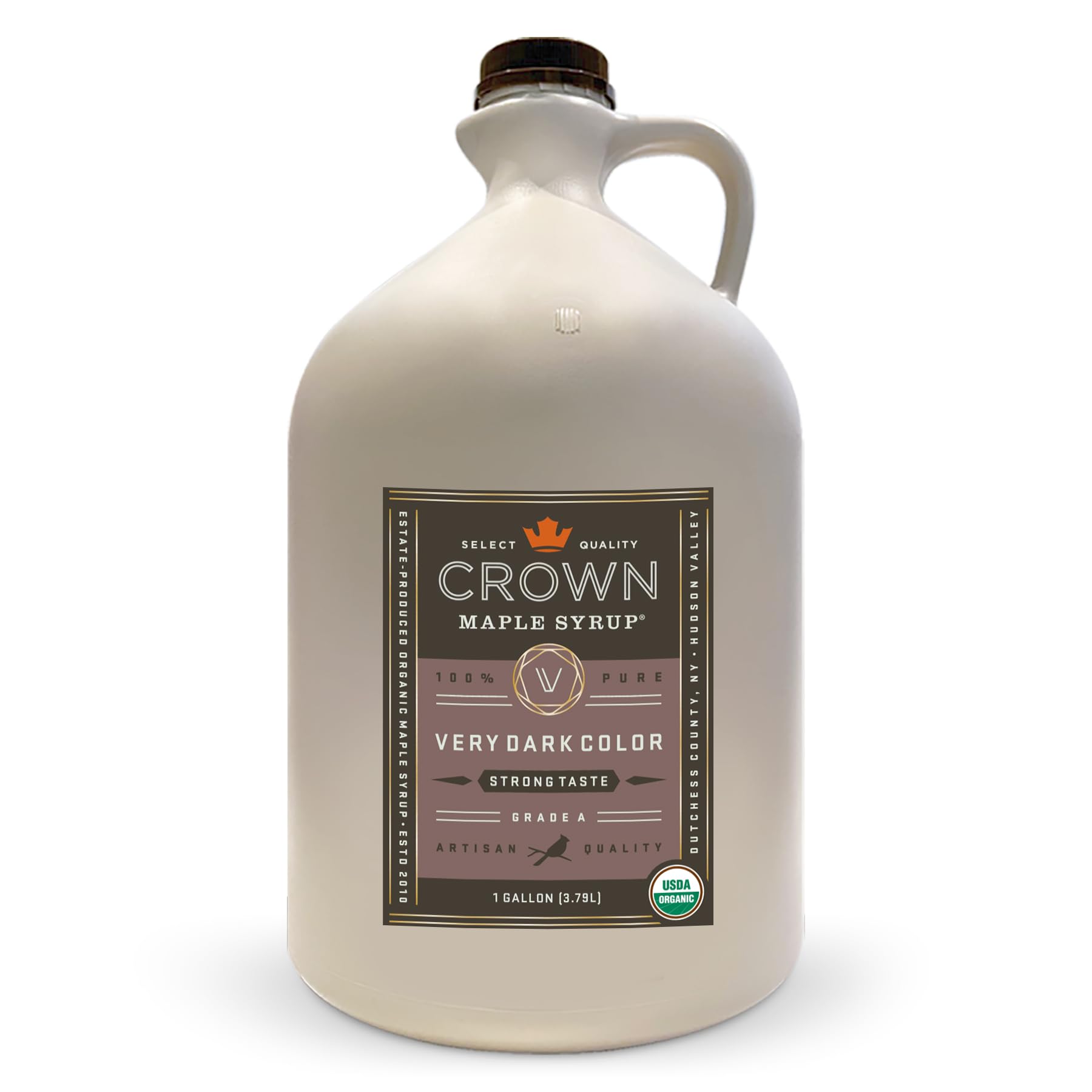 Crown Maple Very Dark Color Strong Taste Certified Organic Grade A Maple Syrup, 128 Fl Oz (1 Gallon), Single, Pancakes, Basting Glazes, Sauces, Mustards