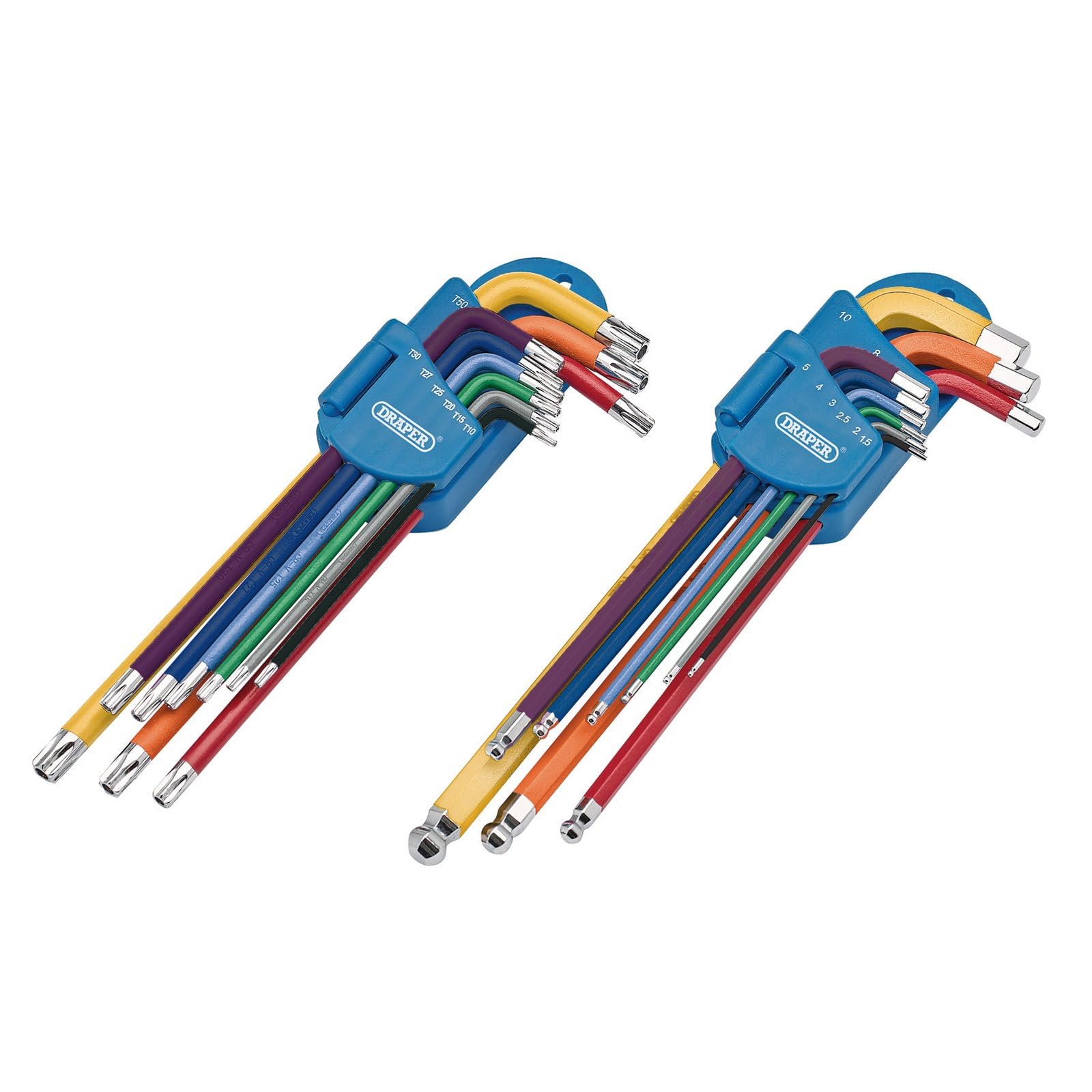 Draper 04776 Expert Metric Long Arm TX-Star® and Hex Key Set, Colour Coded (18 Piece) , Green