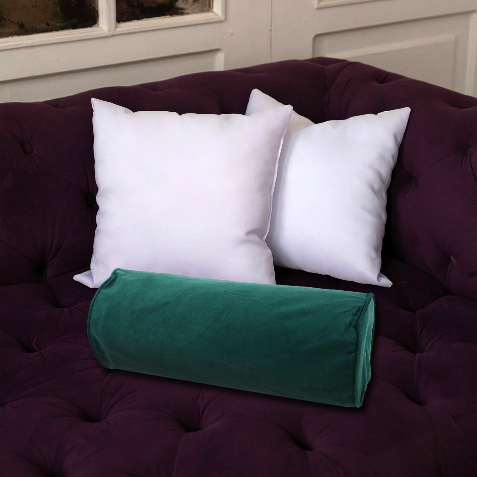 jojofuny Housse de Coussin Cylindrique Soutien Cou en Velours Vert 40x15 Cm et Entretien Facile pour Canapé Salon ou Chambre