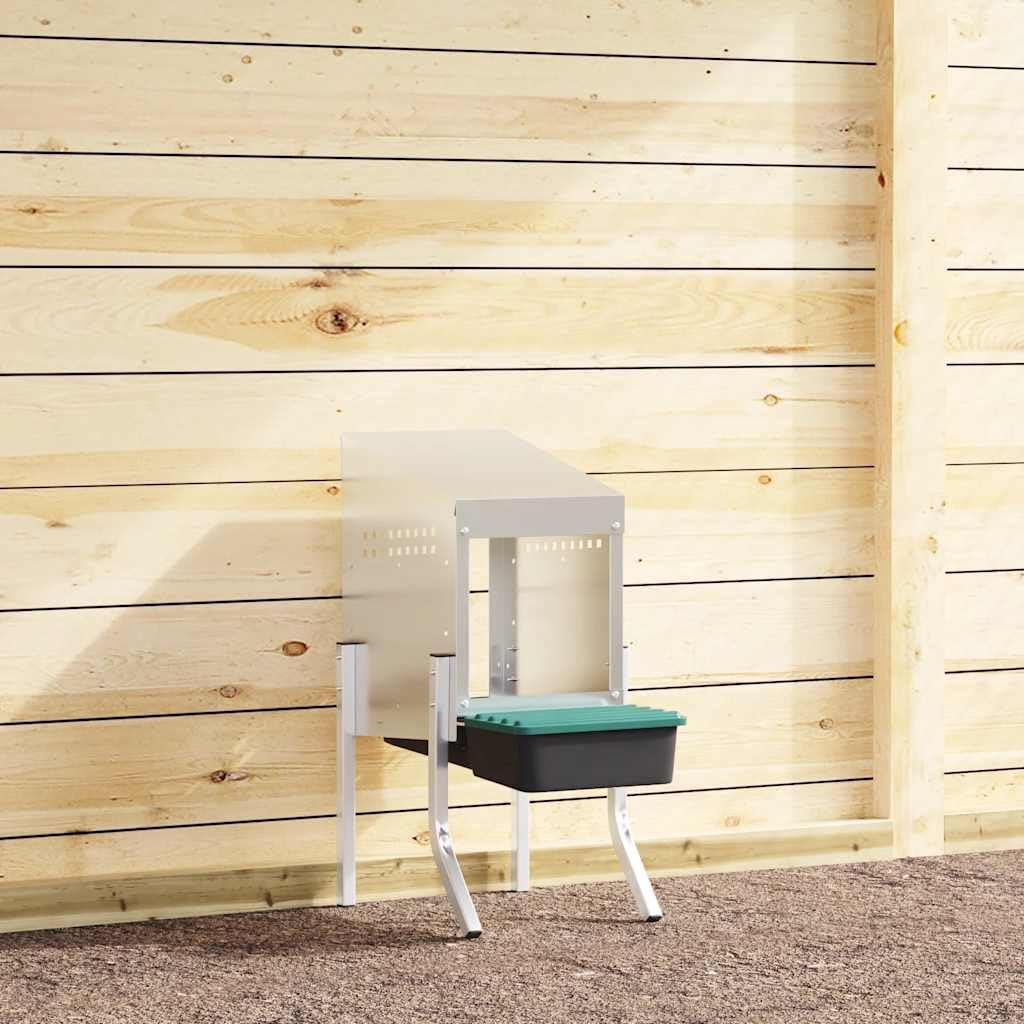Galvanised Steel Chicken Nesting Box, 1 Compartment with Roll-Out Tray, Adjustable Legs, Ventilation, Easy Egg Collection for Hens