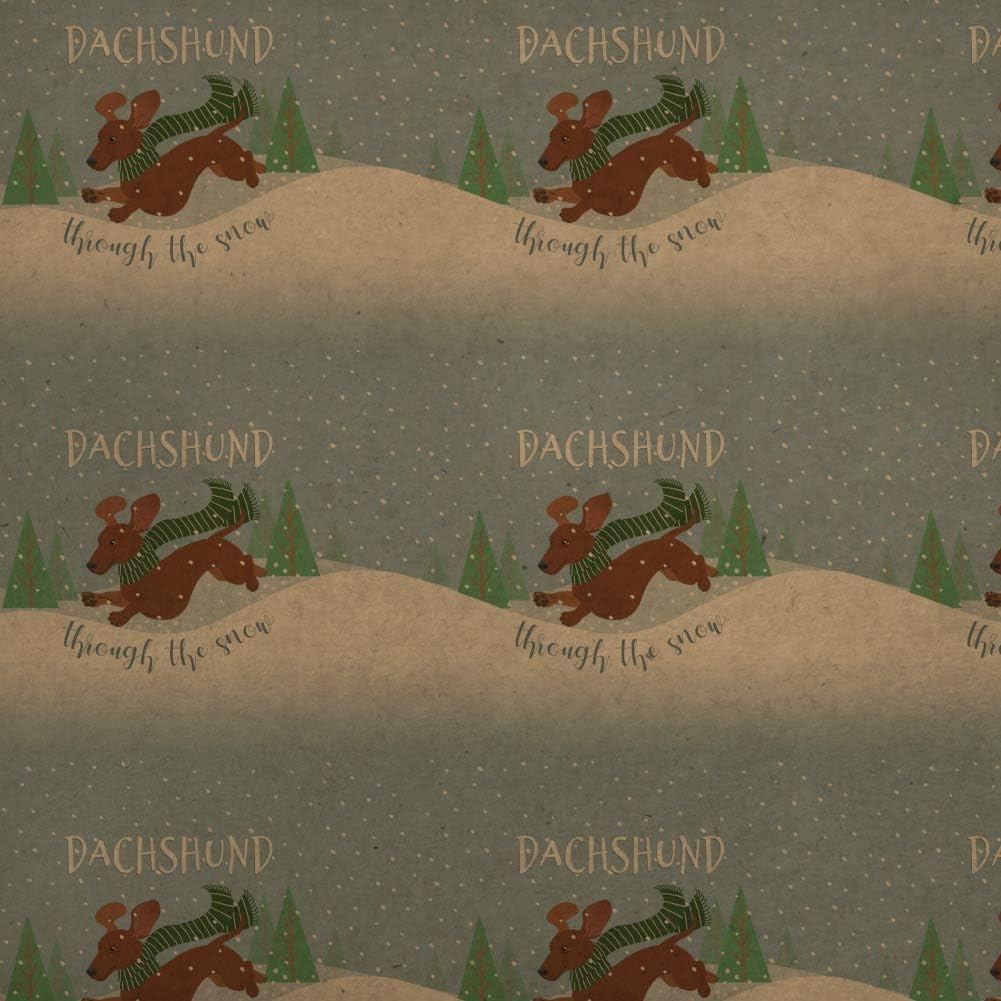 GRAPHICS & MORE Dachshund Dashing Through the Snow Winter Christmas Premium Kraft Roll Gift Wrap Wrapping Paper