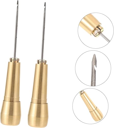 Miniatura 3 de VILLCASE 6 Uds Cobbler Herramientas de cuero Punzones de costura Herramientas de artesanía de cuero Kit de perforación Herramienta de perforación de