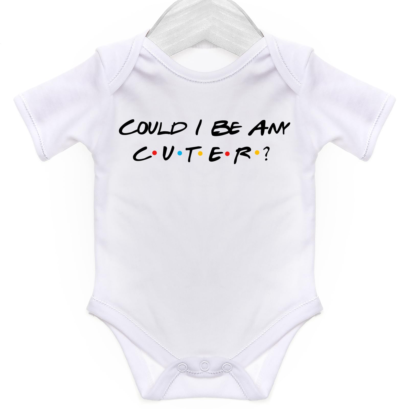 Art Hustle Men's White Could I Be Any Cuter? / Baby Grow For Baby Boy Or Girl ( - 3-6M)