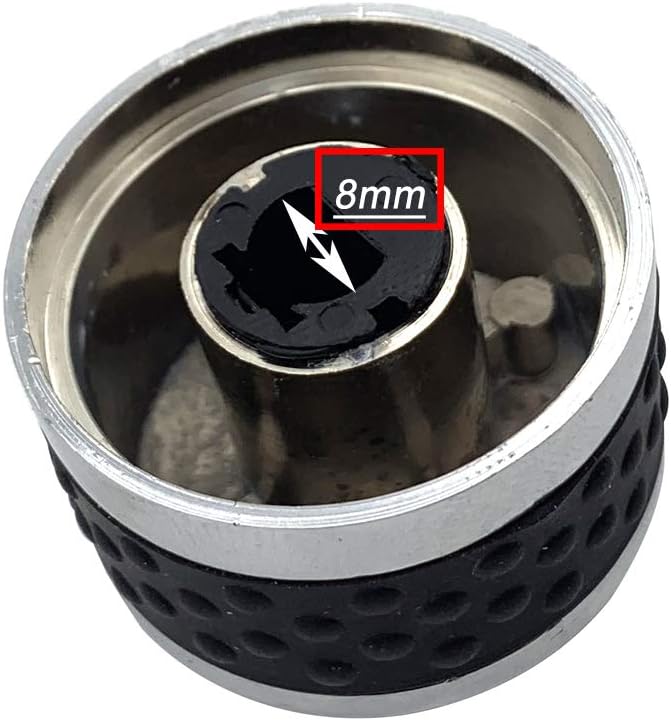 Close-up of the D-type shaft opening on a Meter Star control knob, indicating 8mm size