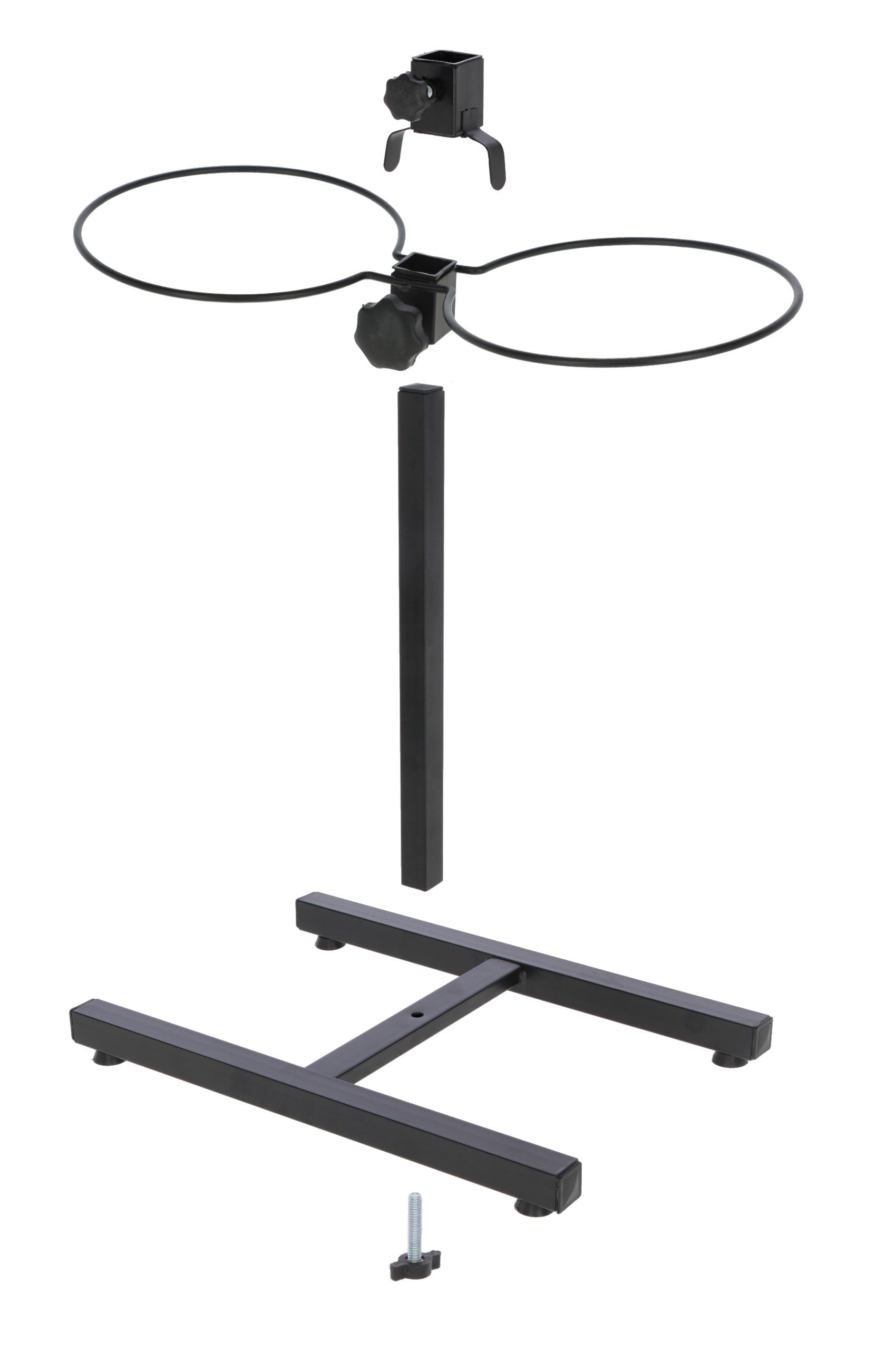 Kerbl Pet Barra de alimentación, comedero, negro, 54x27x43 cm, 2 comederos/2800 ml, estructura de acero, para perros, 2 comederos de acero inoxidable, altura regulable sin escalones, comedero elevado