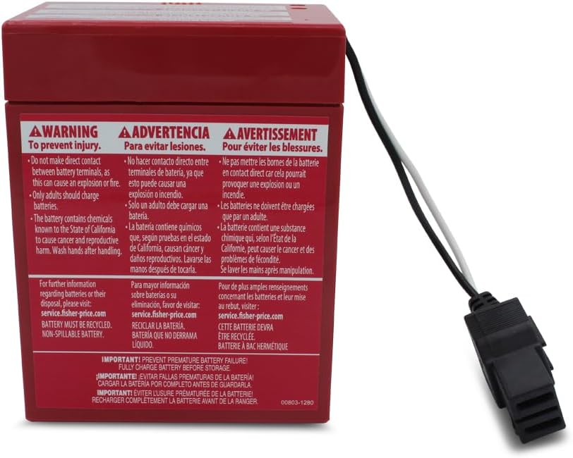 Technical Precision 00801-0712 6 Volt Red Battery for Electric Ride-On Vehicles