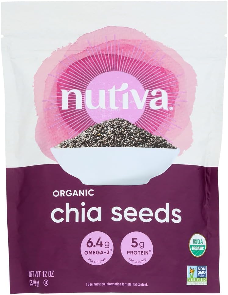 NUTIVA Black Chia Seeds 12 Oz (Pack of 3)