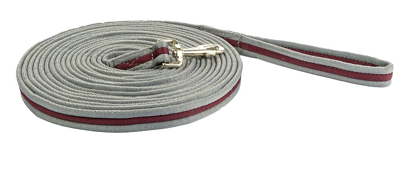 HKM Guinzaglio Morbido per longitudinale, 800 cm, Colore: Grigio Scuro/Bordeaux