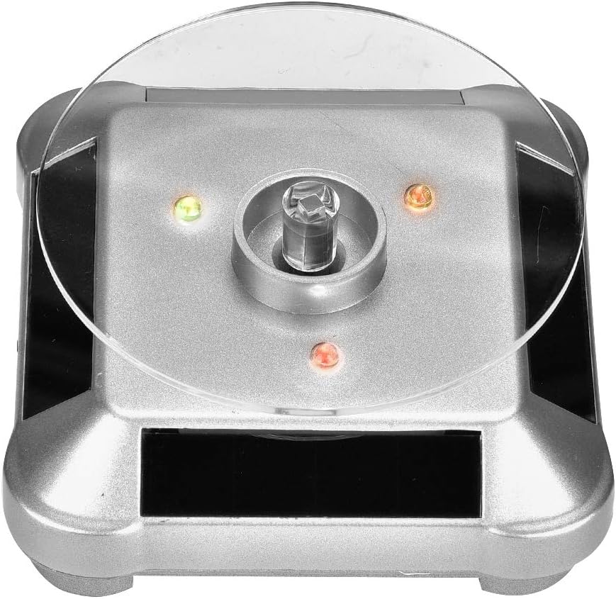 KIMISS Solar Power Battery Powered Rotating Jewelry Holder Display Tray Gold (Silver)