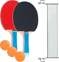 Kit Ping Pong Com 2 Raquete 3 Bolas E Rede Tênis De Mesa