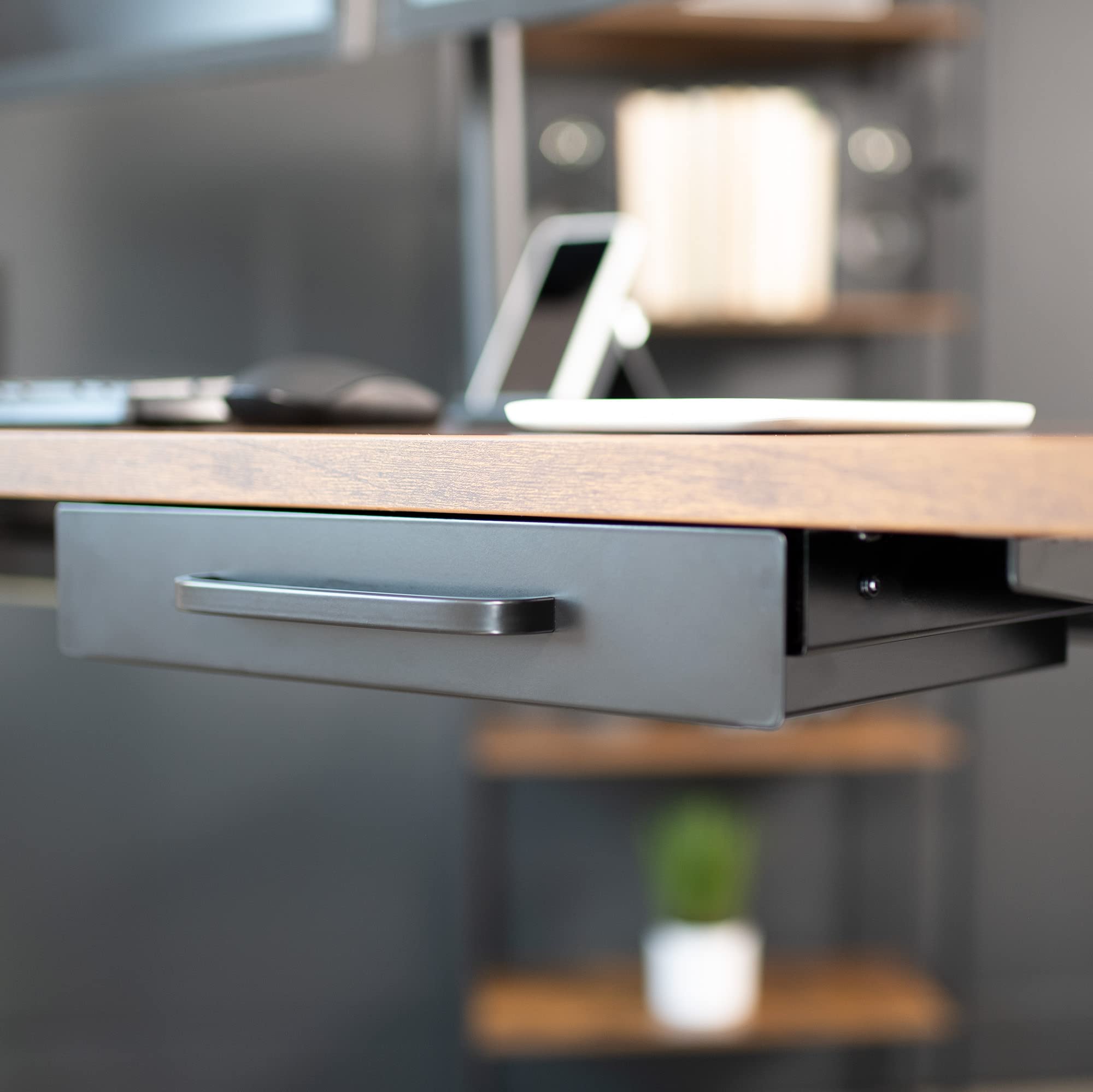 VIVO DESK-DR1H-B ausziehbare Schublade unter dem Schreibtisch, ausziehbarer Griff, Aufbewahrungs-Organizer für Sitz-/Steharbeitsplatz, Schwarz, 33 cm