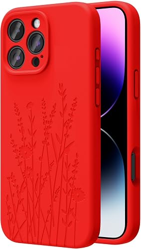 OAOA Engraved for iPhone 16 Pro Case, Red Flower
