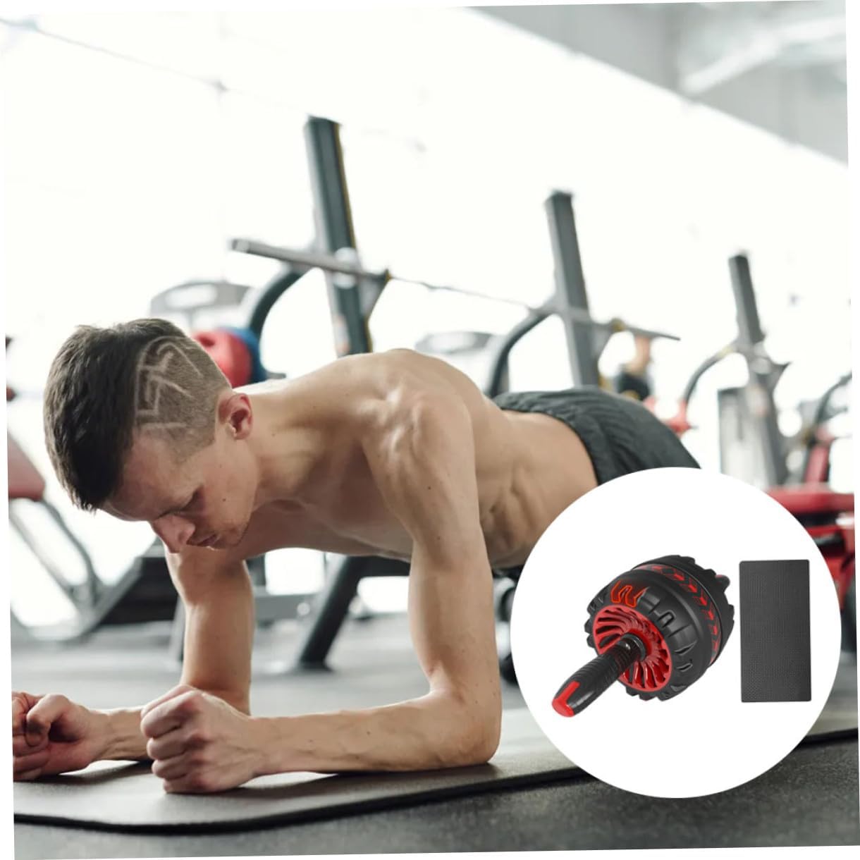 Ab Roller Wheel for Abdominal Exercise with Exercise Mat, Silent Auto-return Fitness Wheel, Home Workout Core Training Equipment Set