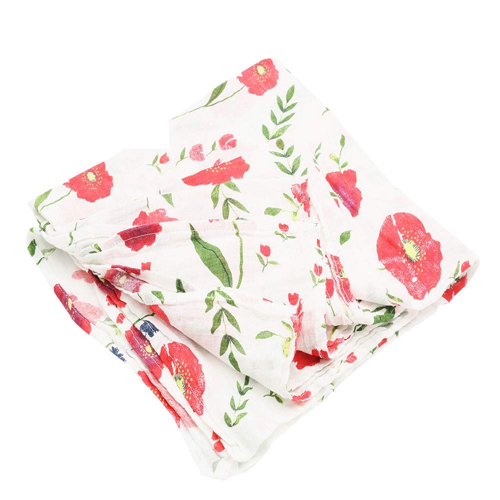 Muslin Swaddle Cloths for baby,Chickwin Organic 100% Cotton Extra Soft Boys or Girls Printed Design Large Square Cloths Wash Cloth Blanket for Sensitive Skin Baby (120 * 120cm,red)