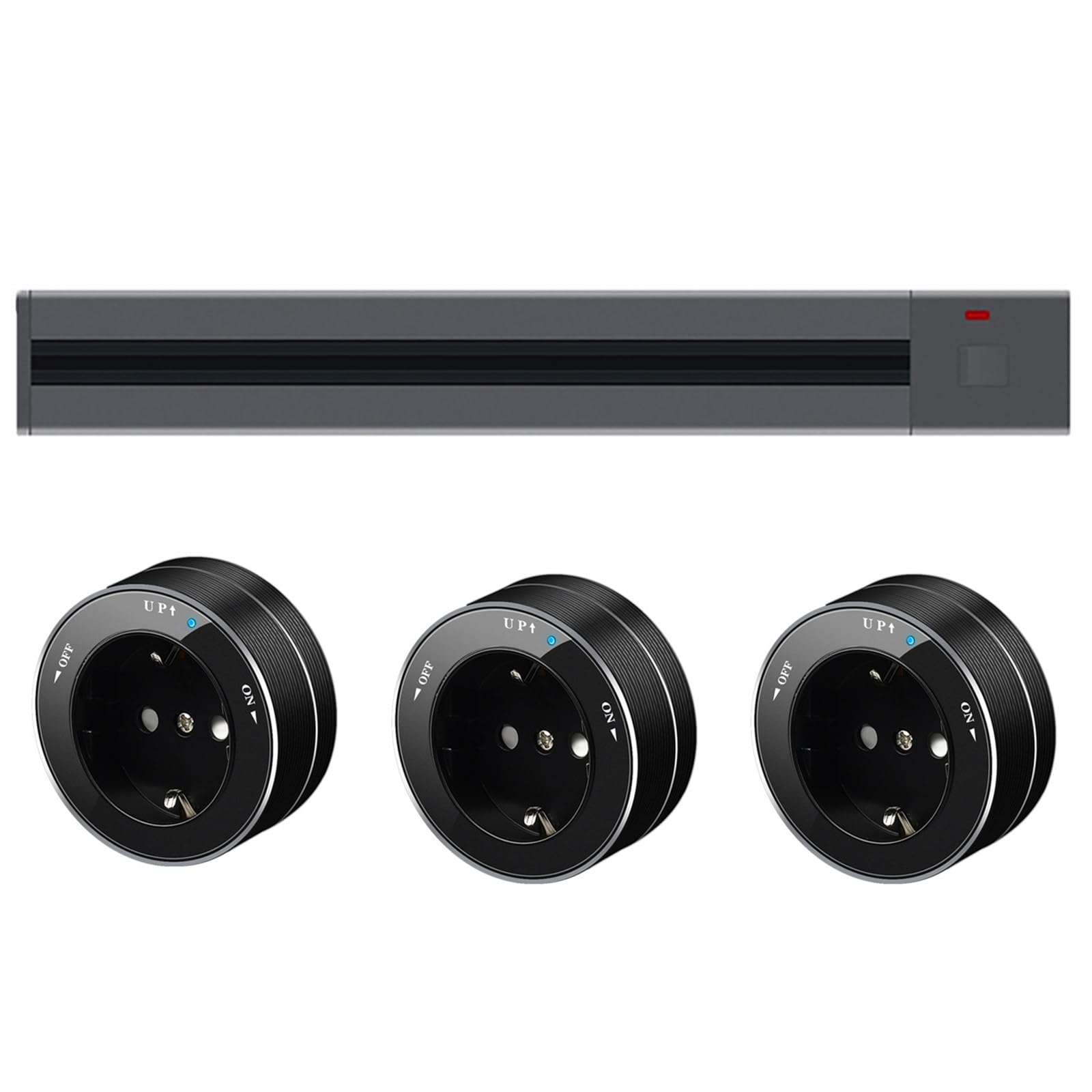 Presa A Binario da 8000 W, con Tre Adattatori da 2500 W, Multipresa con Binario Scorrevole A Parete, Interruttore da 40cm A 80cm E Multipresa, Presa A Binario Anti-Scossa Elettrica E-50cm