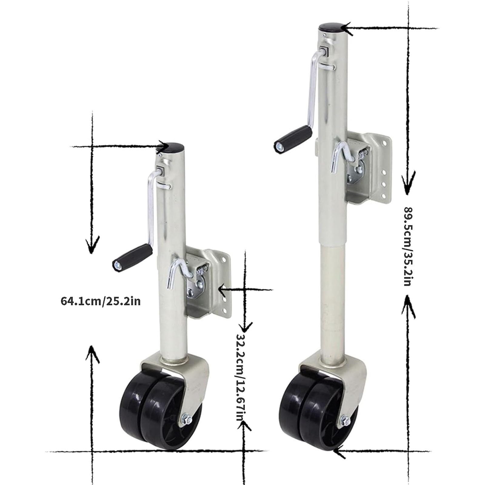 Soporte De Rueda Guía Plegable De Acero Galvanizado - Rueda Jockey De Remolque, con Ruedas Dobles De 6", Gato De Lengüeta Giratorio Atornillado, Elevación De 10", 1500 Libras/para Caravanas