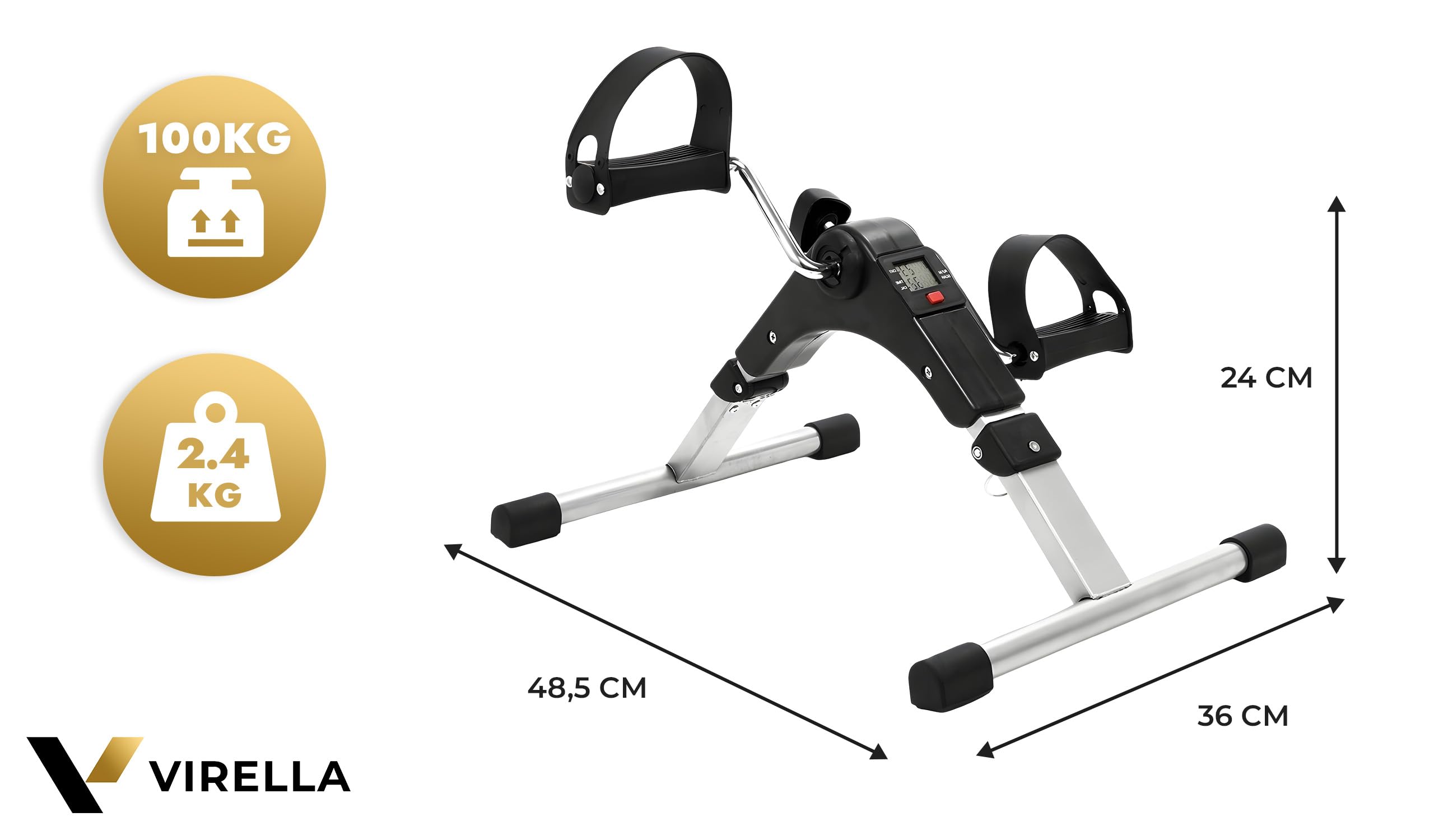 Virella Mini rower treningowy przenośny ćwiczący siłownia fitness noga ramię trening regulowany opór z wyświetlaczem LCD dla kobiet i mężczyzn