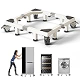 Chinchilla Heavy Duty All Stainless Steel Mobile Fridge Stand Base, Washing Machine Stand with Wheels, Adjustable Furniture Dolly for Washer, Refrigerator and Dryer
