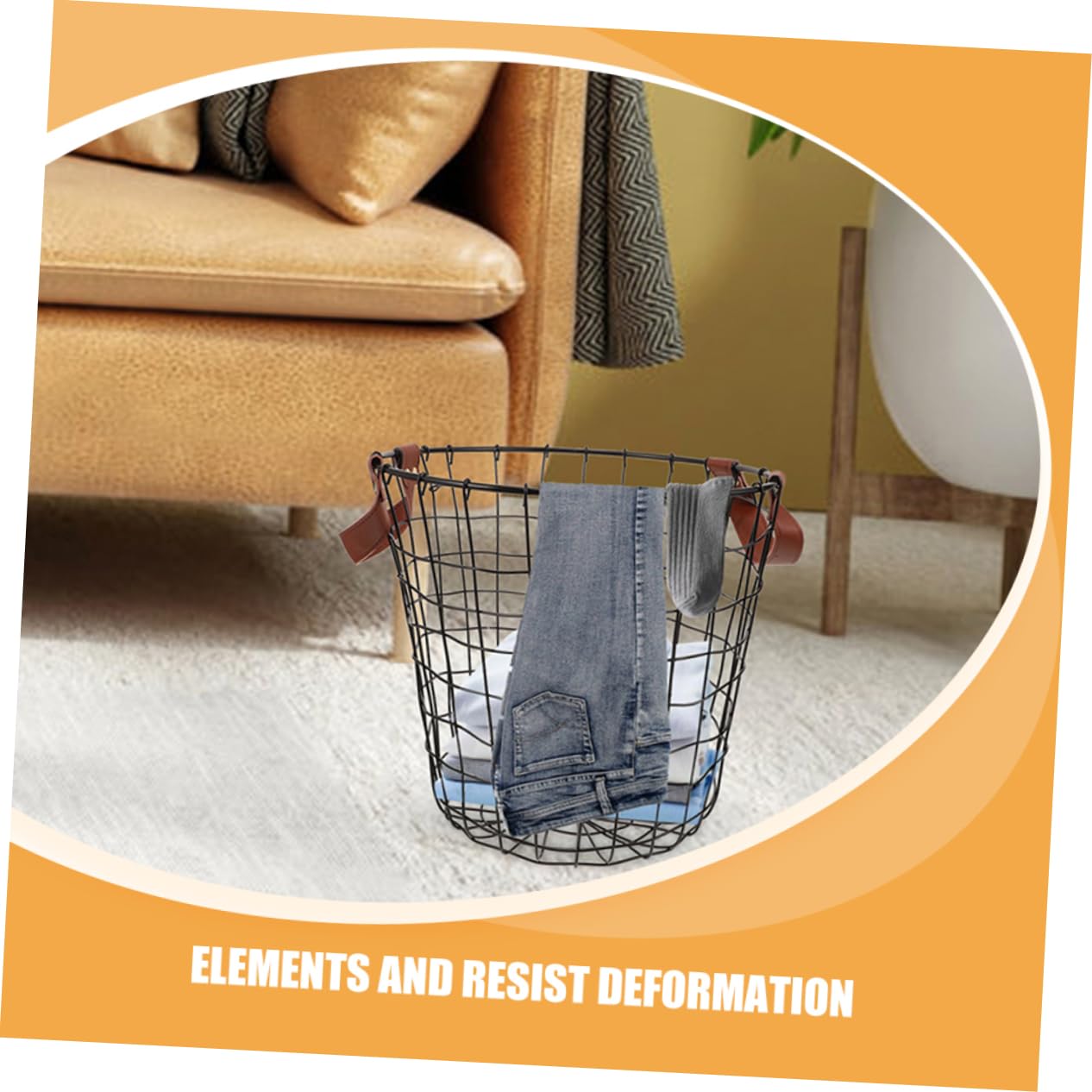 Cesta Metálica Grande Redonda De Hierro Resistente Con Ventilación Para Leña Uso Interior y Exterior Almacenamiento Multifuncional Rústico