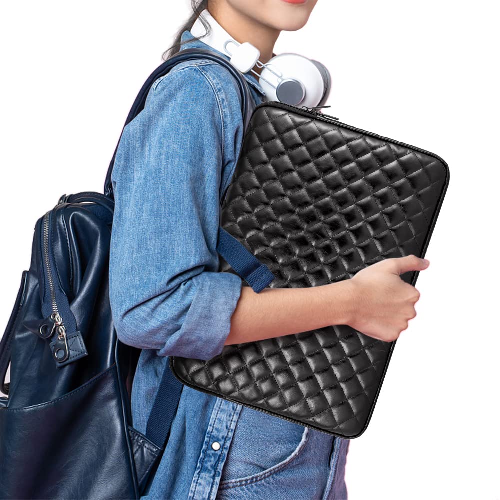 Funda protectora para laptop de 11, 12, 13, 13.3, 14, 15, 15.6 pulgadas, funda protectora para laptop, bolsa exterior acolchada de piel sintética, cierre de cremallera suave, forro interior de terciopelo acolchado con bolsillo, funda de computadora 7