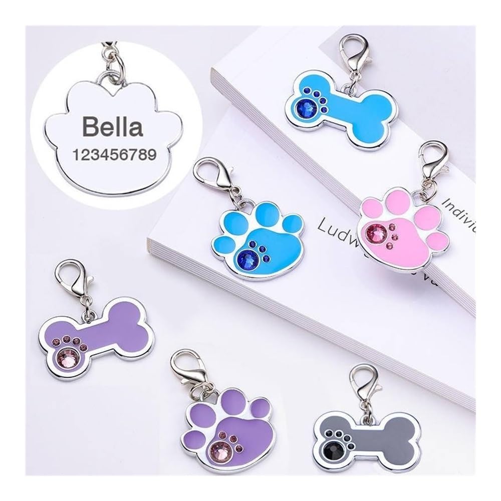 Médaille d'identification pour chien et chat - Avec nom - Personnalisable - Accessoires de cou - Chiot - Gravure personnalisée