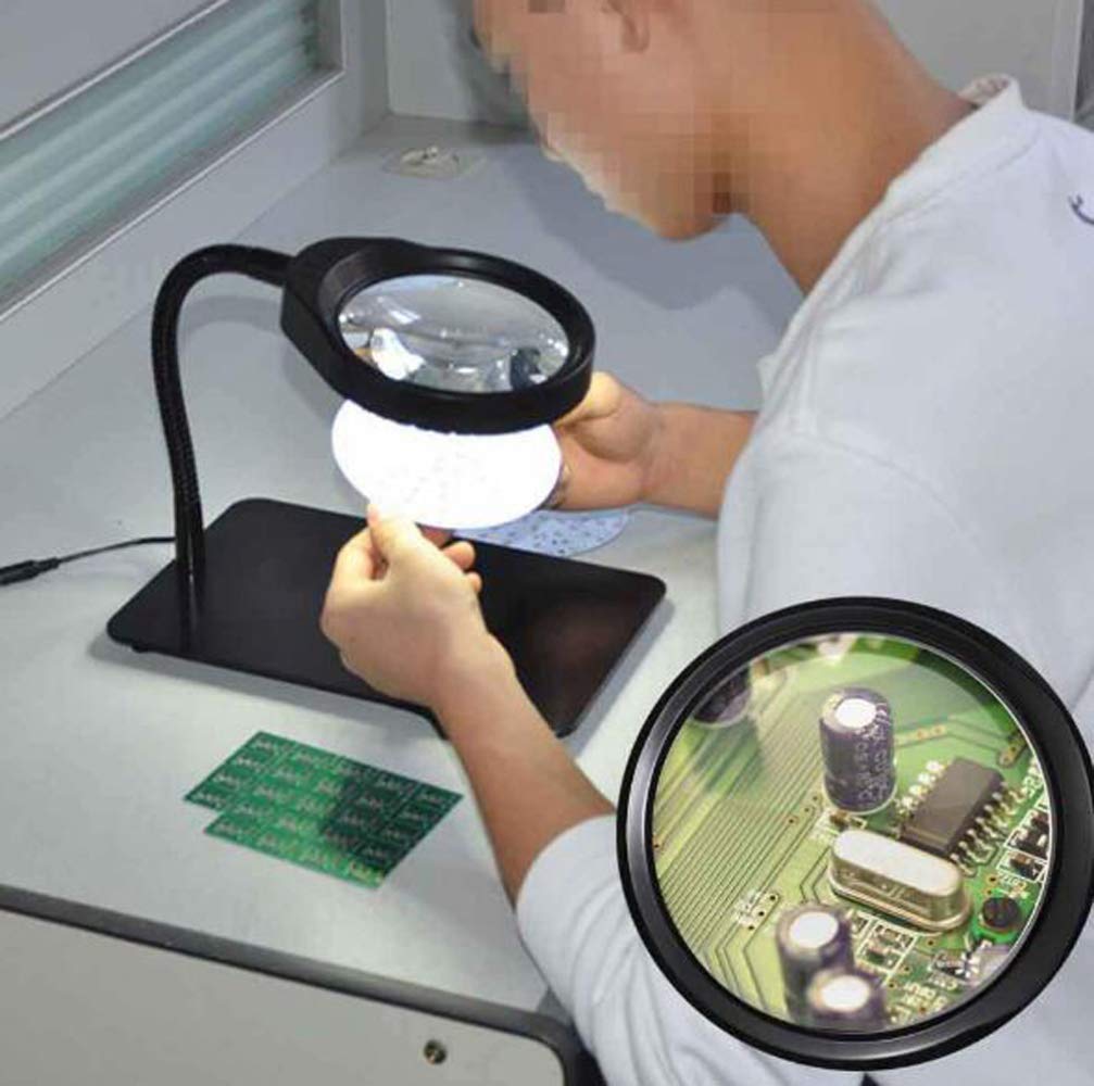 Lampa z lupą biurkową ze światłem LED Lampa powiększająca LED Składana lupa Lampa biurkowa 10-krotne powiększenie Regulowane ramię obrotowe do stołu warsztatowego Zadanie Craft lub (Kolor: A)