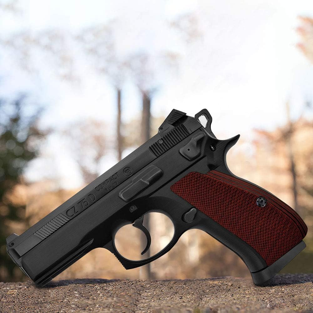 Cool Hand G10 Grips for CZ 75/85 Compact, CZ P-01, P100, C100, T100, PCR, CZ 75 D, Black Grips Screws Included, Aggressive Texture, 1/4" Thin