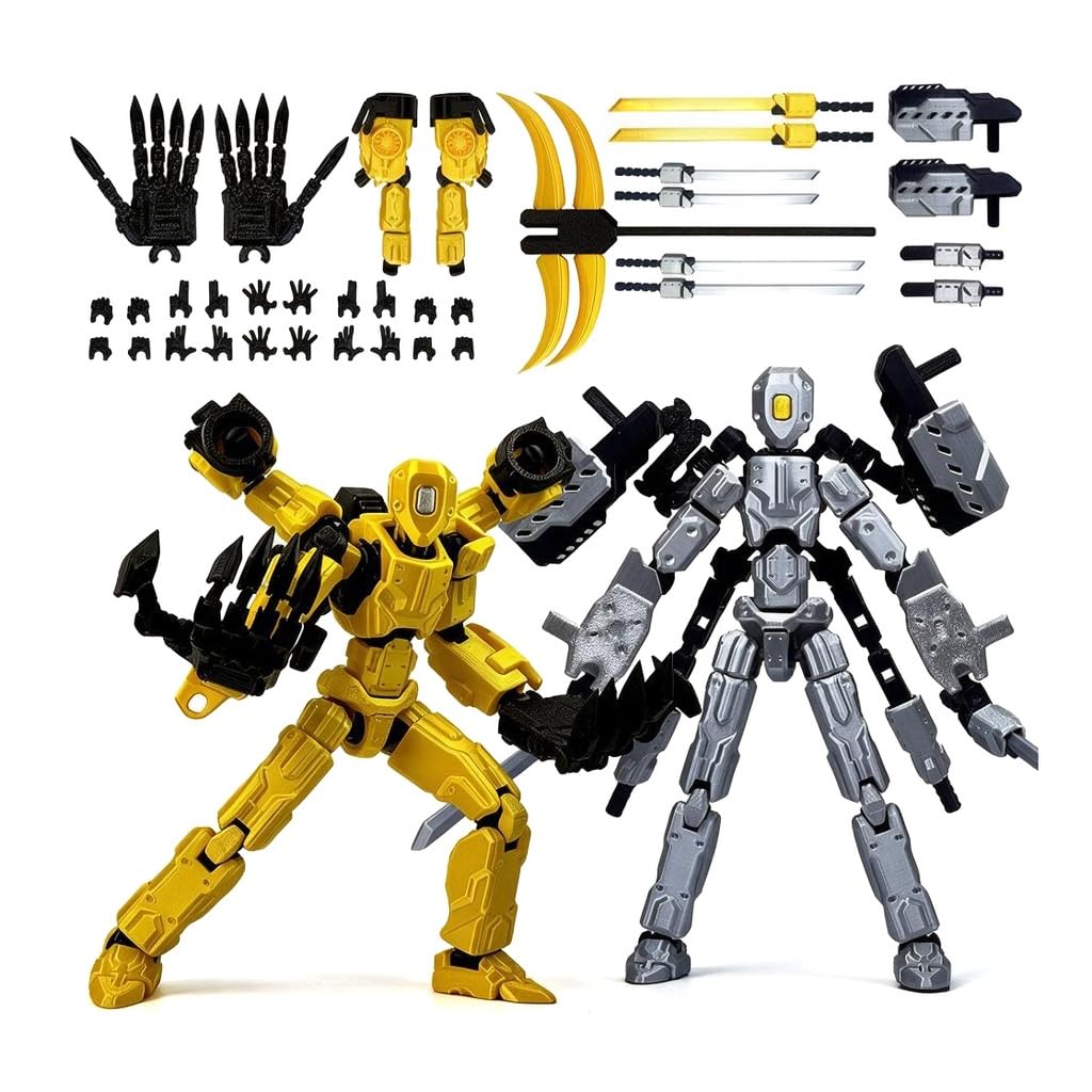 DiiWmme T13 Action Figure,Fully Assembled​ 3D Printed​ Dummy 13​，Grey Gold