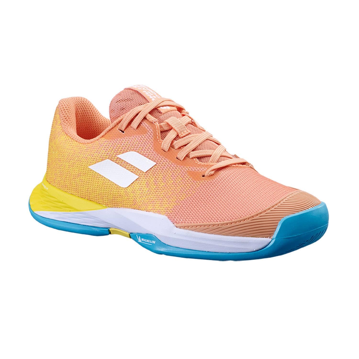 Babolat Jet Mach 3 Junior All Court Girl Tennis Shoes (Coral/Gold Fusion) (Coral/Gold Fusion, US Footwear Size System, Big Kid, Numeric, Medium, 3) 2