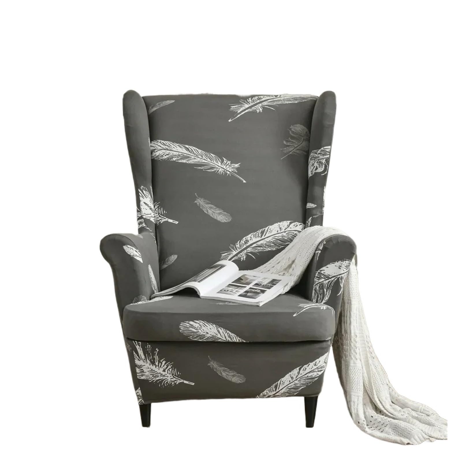 GCYEIDMA Wing Chair Slipcover Flower Wing Chair Cover Stretch Armchair Covers Removable Relax Sofa Slipcovers(Style-11)